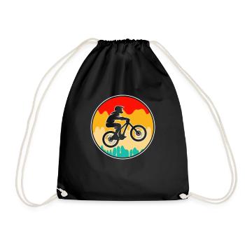Mountain Bike Retro - Drawstring Bag - black - Front
