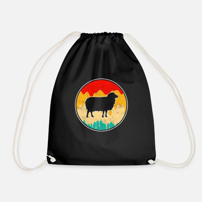 Schaf Retro - Turnbeutel - Schwarz