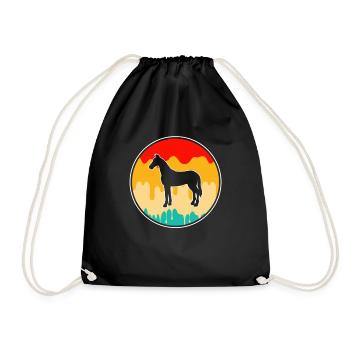 Pferd Retro - Turnbeutel - Schwarz - Vorne