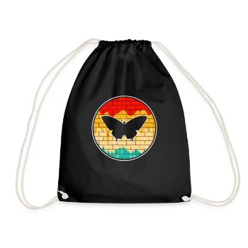 Schmetterling Retro - Turnbeutel - Schwarz - Vorne