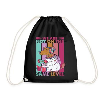 We Are Not On The Same Level - Dog - Video Games - Drawstring Bag - black - Front