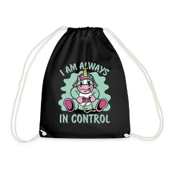 I Am Always In Control - Unicorn - Video Games - Drawstring Bag - black - Front