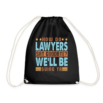 How Do Lawyers Say Goodbye? Funny dad jokes - Drawstring Bag - black - Front