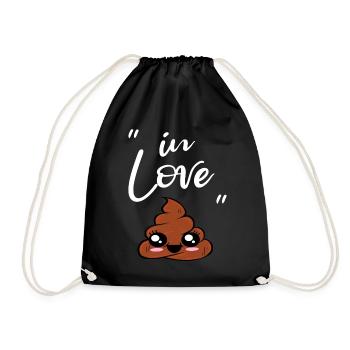 I Love poop cute shit pile - Drawstring Bag - black - Front