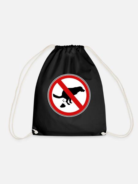 Dogs shit prohibition sign - Drawstring Bag - black