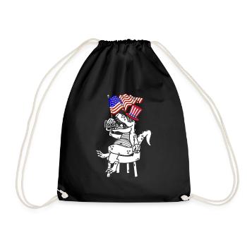 4th Of July Dinosaur US Flag Dino Patriotic Day - Drawstring Bag - black - Front