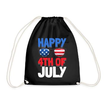 Happy 4th Of July Party US Flag Patriotic Day 4th - Drawstring Bag - black - Front