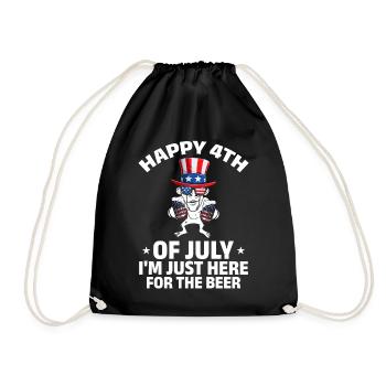 Patriotic Happy 4th Of July I'm Just Here For The - Drawstring Bag - black - Front