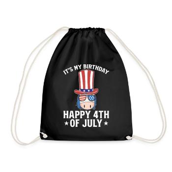 4th Of July Unicorn It's My Birthday Happy 4th Of - Turnbeutel - Schwarz - Vorne