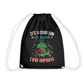 Good Day To Teach Tiny Humans Elementary Teacher - Drawstring Bag - black - Front