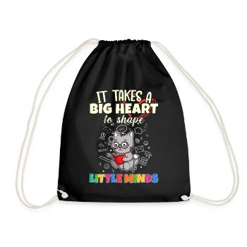 It Takes A Big Heart To Shape Little Minds Teacher - Drawstring Bag - black - Front