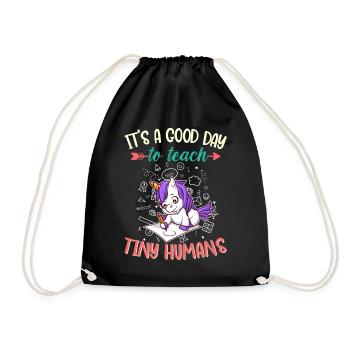 Good Day To Teach Tiny Humans Elementary Teacher - Drawstring Bag - black - Front