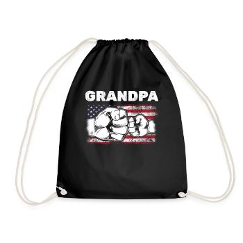 US Flag Grandpa & Grandson Fist Bump Grandpa - Turnbeutel - Schwarz - Vorne