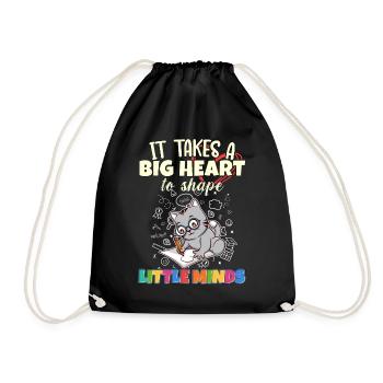 It Takes A Big Heart To Shape Little Minds Teacher - Drawstring Bag - black - Front