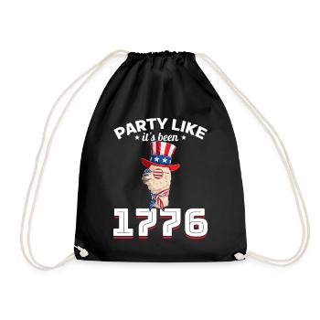 Funny Llama 4th of July Party Like It's Been 1776 - Drawstring Bag - black - Front