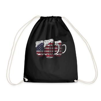 US Flag Beer 4th Of July Patriotic Day 4th Of July - Drawstring Bag - black - Front