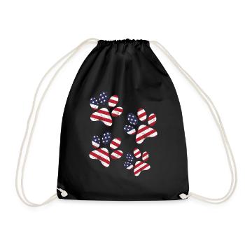 4th Of July Dog Paws US Flag Patriotic Day Dog - Drawstring Bag - black - Front