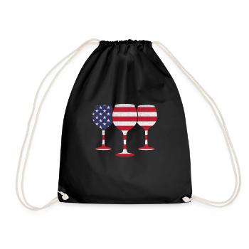 4th Of July Party Patriotic Day Wine US Flag 4th - Drawstring Bag - black - Front
