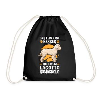 Leben ist besser mit Lagotto Romagnolo Wasserhund - Turnbeutel - Schwarz - Vorne