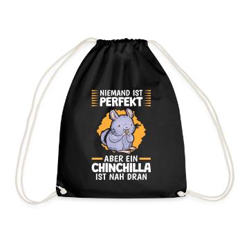 Mein Chinchilla ist perfekt Wollmaus Nagetier - Turnbeutel - Schwarz - Vorne