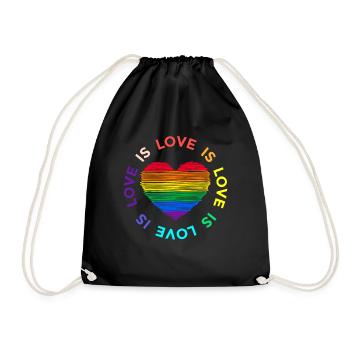 Love is equal. Liebe kennt kein Geschlecht. Spruch - Turnbeutel - Schwarz - Vorne