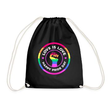 Love is equal. Liebe kennt kein Geschlecht. Spruch - Turnbeutel - Schwarz - Vorne