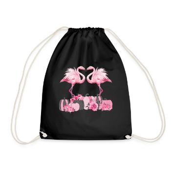 Autumn Flamingo Thanksgiving Pumpkin - Drawstring Bag - black - Front