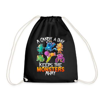 One Candy Per Day Keeps The Montser Far Halloween - Drawstring Bag - black - Front