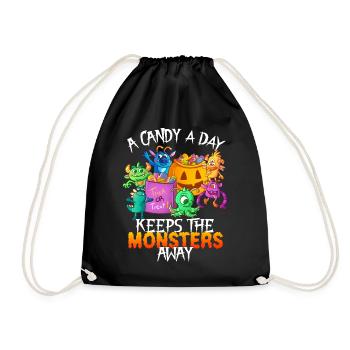 One Candy Per Day Keeps The Montser Far Halloween - Drawstring Bag - black - Front