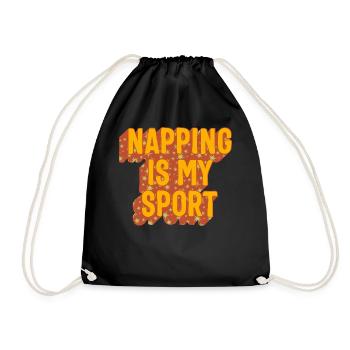 Napping Shirt, Napping Is My Sport Tee, Funny - Drawstring Bag - black - Front