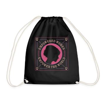 Feminist Shirt, Empowered Women Empower The World - Drawstring Bag - black - Front