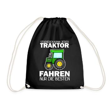 Traktor Trecker Spruch - Turnbeutel - Schwarz - Vorne