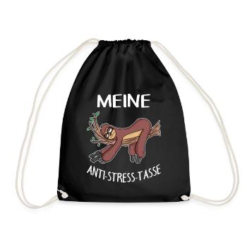 Tasse Faultier Kaffeetasse - Turnbeutel - Schwarz - Vorne