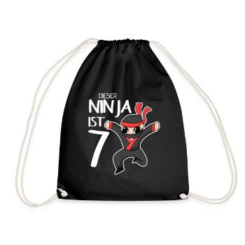 7 Jahre Junge Ninja - 7 Geburtstag - Ich bin 7 - Turnbeutel - Schwarz - Vorne