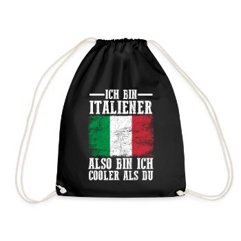 Italia Italien Italiener Italienisches - Turnbeutel - Schwarz - Vorne