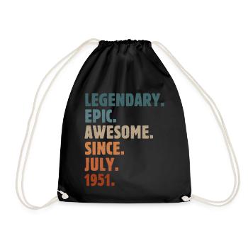 1951 July Vintage Birthday Gift - Drawstring Bag - black - Front