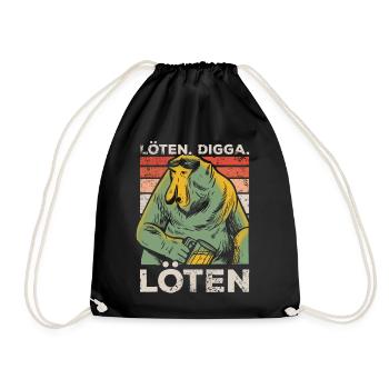 Löten Digga Löten Nasenaffe Bier Biertrinker Retro - Turnbeutel - Schwarz - Vorne