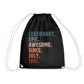 1957 July Vintage Birthday Gift - Drawstring Bag - black - Front