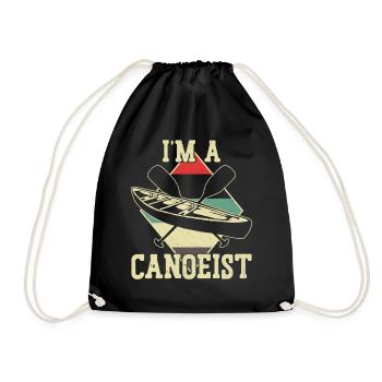 Canoe Canoeing Vintage Retro I'm A - Drawstring Bag - black - Front