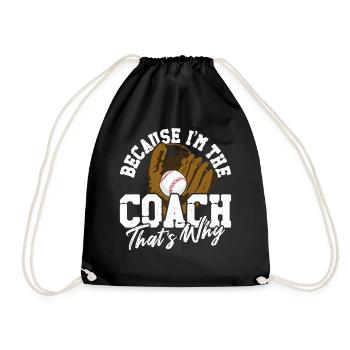 Baseball Fan Coach Vintage Because - Turnbeutel - Schwarz - Vorne