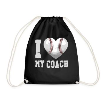 Baseball Fan Heart I Love My Coach - Drawstring Bag - black - Front