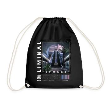 Liminal Spaces Retro 80s & 90s Aesthetic Vaporwave - Drawstring Bag - black - Front
