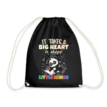 It Takes A Big Heart To Shape Little Minds Teacher - Drawstring Bag - black - Front