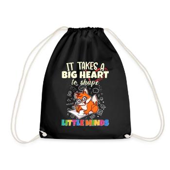 It Takes A Big Heart To Shape Little Minds Teacher - Drawstring Bag - black - Front