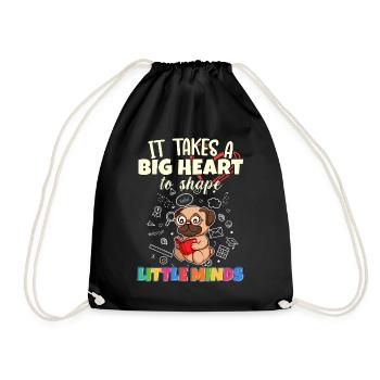 It Takes A Big Heart To Shape Little Minds Teacher - Drawstring Bag - black - Front