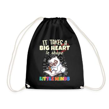 It Takes A Big Heart To Shape Little Minds Teacher - Drawstring Bag - black - Front
