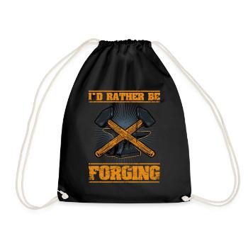 I'd Rather Be Forging Anvil Blacksmith - Drawstring Bag - black - Front