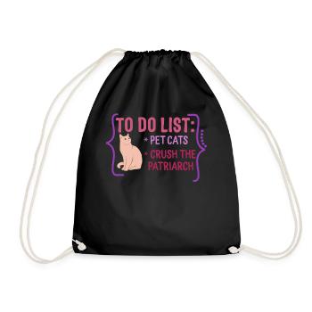 Feminist Shirt, To Do List Pet Cats Lover Cute - Drawstring Bag - black - Front