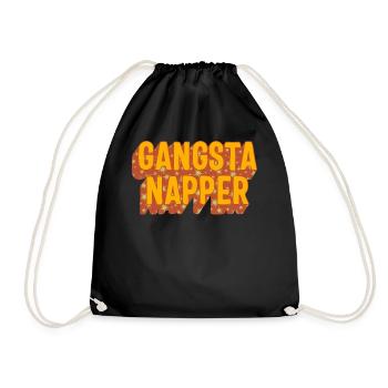 Napping Shirt, Gangsta Napper Tee, Funny Napping - Drawstring Bag - black - Front