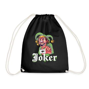 Joker with playing card - Drawstring Bag - black - Front